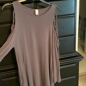 Gray open shoulder MTS tunic shirt